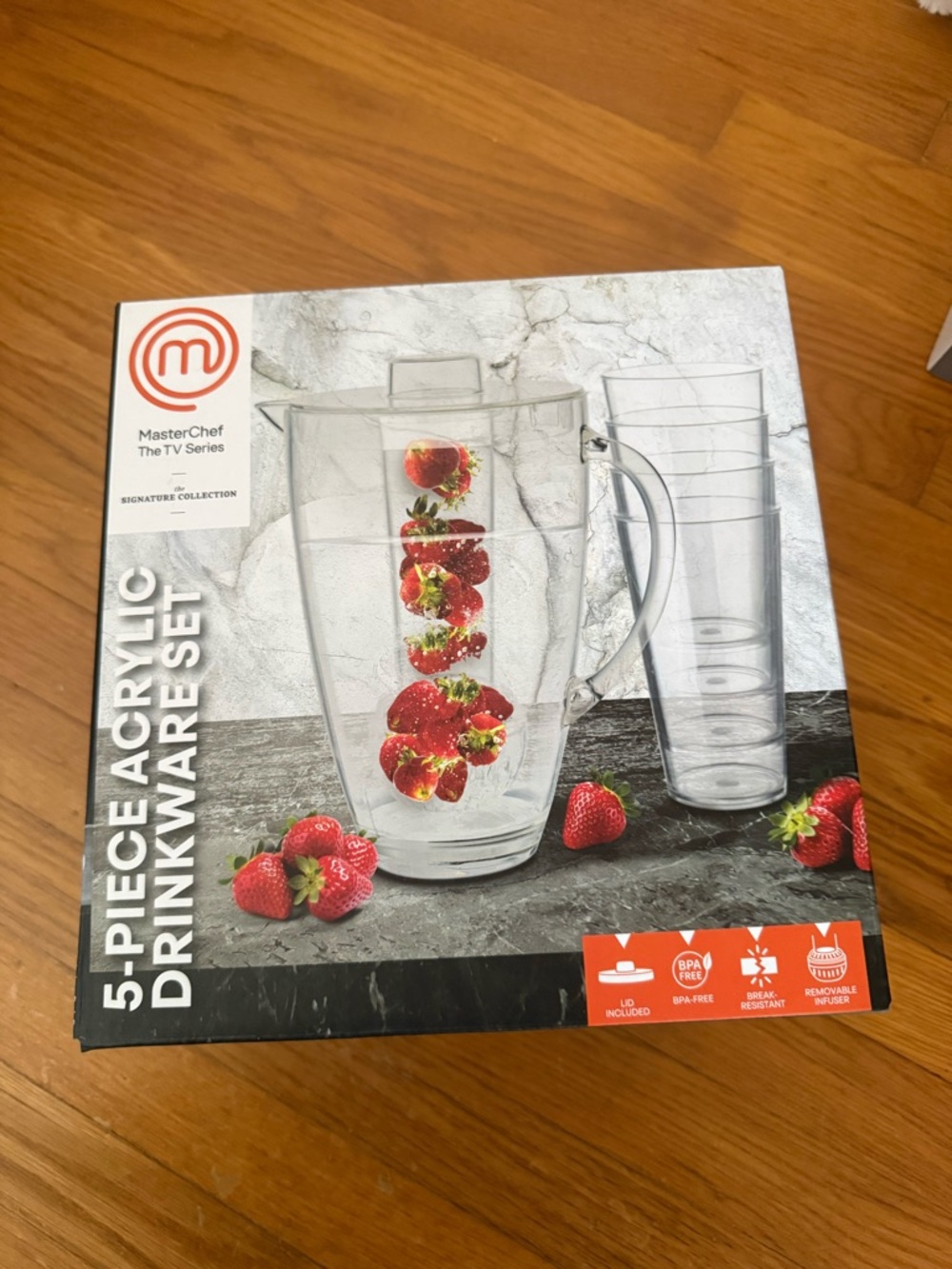 MasterChef Clear Acrylic 5-Piece Drinkware Set - Pitcher & Tumbler NEW